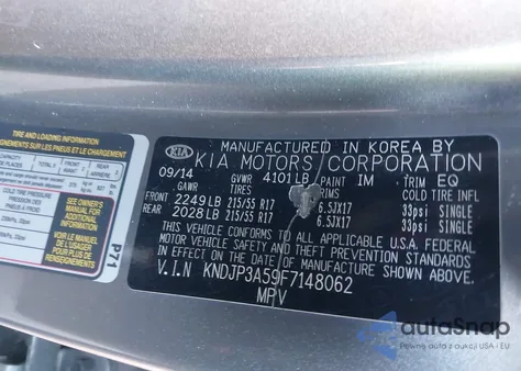 2015 Kia Soul + from USA, damaged, VIN KNDJP3A59F7148062